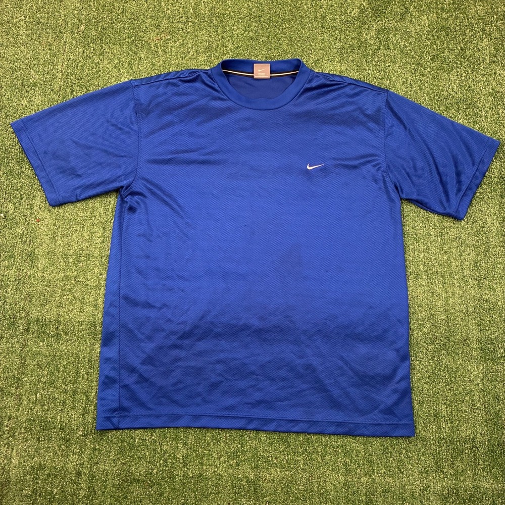 Vintage Y2K 2000's Nike Blue Embroidered Swoosh‎ Mesh Shirt